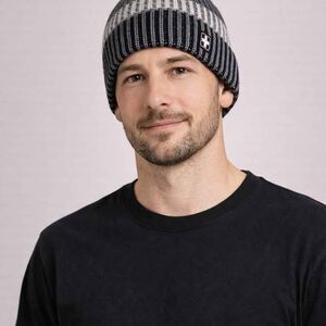 Swiss Tech Ribbed Knit Beanie Hat Black Gray One Size NWT